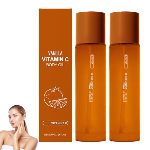 Vitamin C-Körperöl für Frauen und Männer, natürliches Vitamin C-Körperöl zur Erweichung und Straffung, Massageöle für trockene Haut, zieht leicht ein und wirkt gegen Falten (2pcs) von homomdy