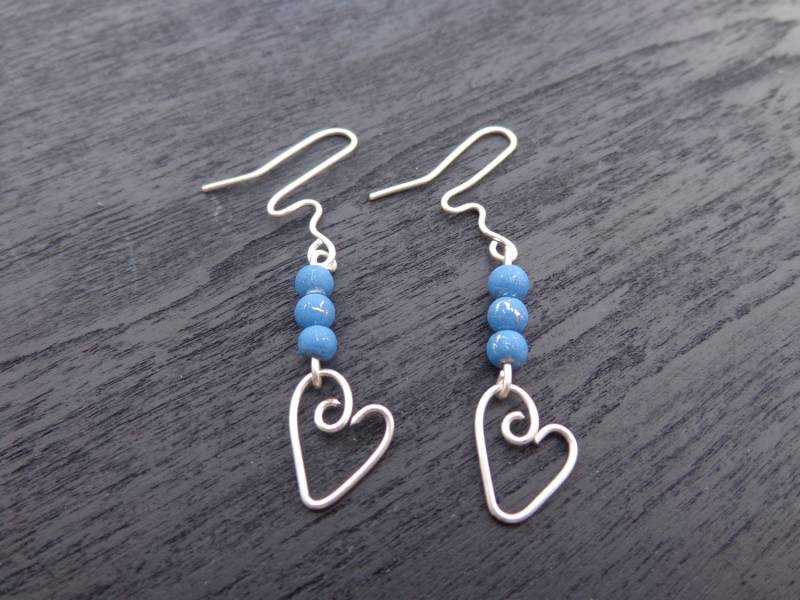 sterling Silber Herz Ohrringe - Handgemachte Draht Gewickelt sterling Silber Herz Ohrringe - Handgemachte Draht Gewickelt von hondryjewelry