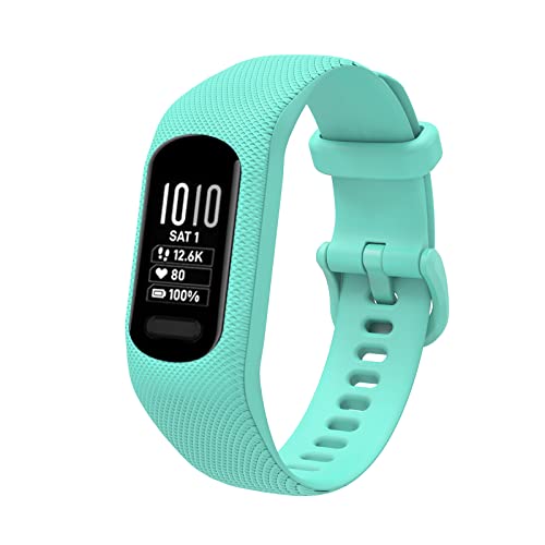 honecumi Armbänder Kompatibel mit Garmin vivosmart 5 Ersatzarmband Damen Herren, Weiches Silikon Klassisches verstellbares Sport Wechselarmband Zubehör Stilvolles Armband，Groß/Cyan von honecumi