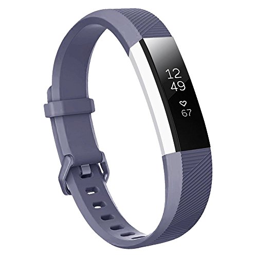 honecumi Armband Kompatibel mit Fitbit Alta/Alta Hr Smart Watch Ersatz Armbänder für Damen Herren, Alta Silikon Strap Buntes Klassisch Verstellbares Sport Band Zubehör - Groß,Grau von honecumi