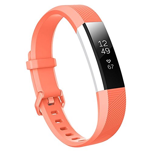 honecumi Armband Kompatibel mit Fitbit Alta/Alta Hr Smart Watch Ersatz Armbänder für Damen Herren, Alta Silikon Strap Buntes Klassisch Verstellbares Sport Band Zubehör - Groß,Orange von honecumi