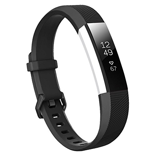 honecumi Armband Kompatibel mit Fitbit Alta/Alta Hr Smart Watch Ersatz Armbänder für Damen Herren, Alta Silikon Strap Buntes Klassisch Verstellbares Sport Band Zubehör - Groß,Schwarz von honecumi