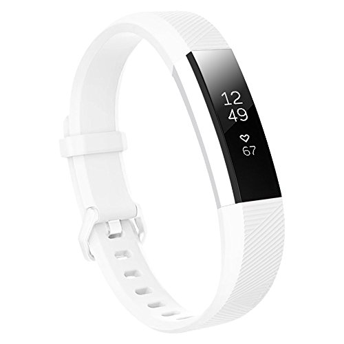 honecumi Armband Kompatibel mit Fitbit Alta/Alta Hr Smart Watch Ersatz Armbänder für Damen Herren, Alta Silikon Strap Buntes Klassisch Verstellbares Sport Band Zubehör - Groß,Weiß von honecumi