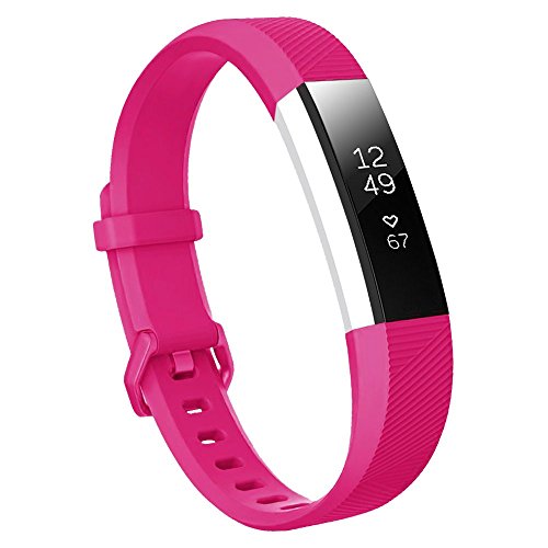 honecumi Armband Kompatibel mit Fitbit Alta/Alta Hr Smart Watch Ersatz Armbänder für Damen Herren, Alta Silikon Strap Buntes Klassisch Verstellbares Sport Band Zubehör - Kleine,Tiefes Rosa von honecumi