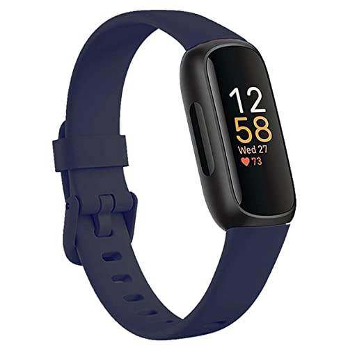 honecumi Armband Kompatibel mit Fitbit Inspire 3 Smart Watch Ersatz Armbänder für Damen Herren, Inspire 3 Silikon Strap Buntes Klassisch Verstellbares Sport Band Zubehör - Groß,Dunkelblau von honecumi