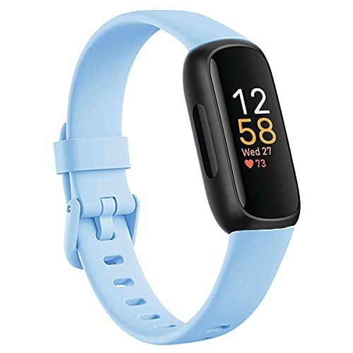 honecumi Armband Kompatibel mit Fitbit Inspire 3 Smart Watch Ersatz Armbänder für Damen Herren, Inspire 3 Silikon Strap Buntes Klassisch Verstellbares Sport Band Zubehör - Kleine,Himmelblau von honecumi