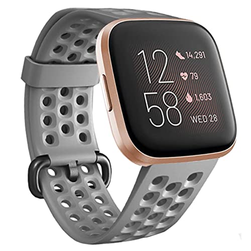 honecumi Armband Kompatibel mit Fitbit Versa 2/Versa Smart Watch Ersatz Armbänder Band für Damen Herren, Versa 2 Silikon Strap Buntes Klassisch Verstellbares Sport Band Zubehör - Groß,Grau von honecumi