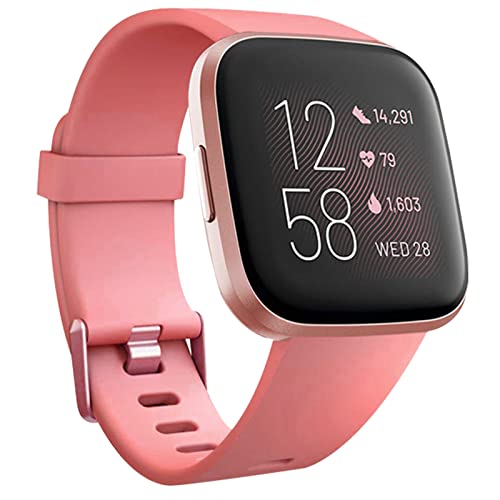 honecumi Armband Kompatibel mit Fitbit Versa 2/Versa Smart Watch Ersatz Armbänder Band für Damen Herren, Versa 2 Silikon Strap Buntes Klassisch Verstellbares Sport Band Zubehör - Groß,Hell Orange von honecumi