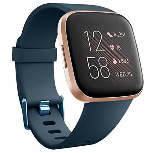 honecumi Armband Kompatibel mit Fitbit Versa 2/Versa Smart Watch Ersatz Armbänder Band für Damen Herren, Versa 2 Silikon Strap Buntes Klassisch Verstellbares Sport Band Zubehör - Groß,Navy Blau von honecumi