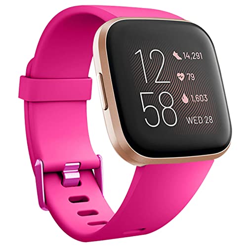 honecumi Armband Kompatibel mit Fitbit Versa 2/Versa Smart Watch Ersatz Armbänder Band für Damen Herren, Versa 2 Silikon Strap Buntes Klassisch Verstellbares Sport Band Zubehör - Groß,Tiefes Rosa von honecumi