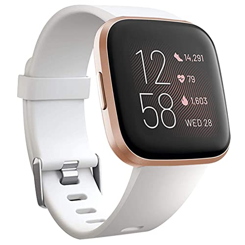 honecumi Armband Kompatibel mit Fitbit Versa 2/Versa Smart Watch Ersatz Armbänder Band für Damen Herren, Versa 2 Silikon Strap Buntes Klassisch Verstellbares Sport Band Zubehör - Groß,Weiß von honecumi