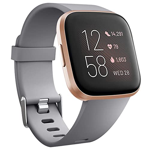 honecumi Armband Kompatibel mit Fitbit Versa 2/Versa Smart Watch Ersatz Armbänder Band für Damen Herren, Versa 2 Silikon Strap Buntes Klassisch Verstellbares Sport Band Zubehör - Kleine,Grau von honecumi