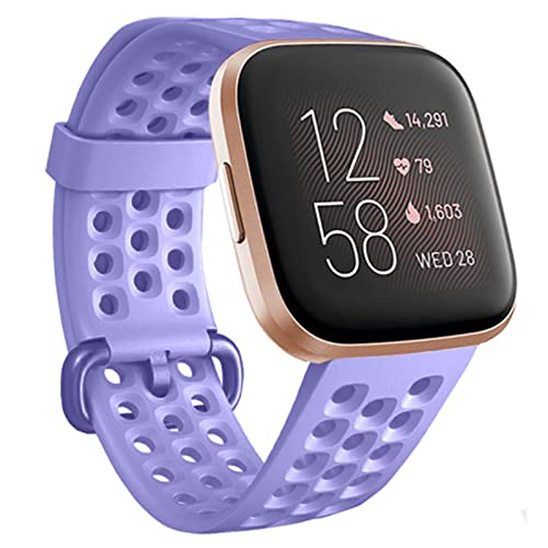 honecumi Armband Kompatibel mit Fitbit Versa 2/Versa Smart Watch Ersatz Armbänder Band für Damen Herren, Versa 2 Silikon Strap Buntes Klassisch Verstellbares Sport Band Zubehör - Kleine,Violett von honecumi