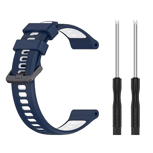 honecumi Armband für Garmin Forerunner 965 955 745/ Descent G1 Armband für Herren Damen- 22mm Weiches Silikon Ersatzarmband Sport Klassisch Verstellbares Buntes Uhrenarmband Ersatz, Navy/Weiß von honecumi