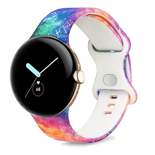 honecumi Armband Kompatibel mit Google Pixel Watch Armband für Herren Damen, Pixel Silikon Sport Bunt Ersatzarmband Wechselarmband Uhrenarmband Zubehör Band - Kleine, Galaxie von honecumi