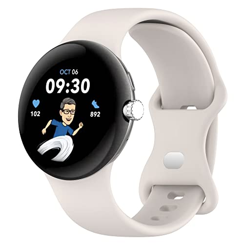 honecumi Armband Kompatibel mit Google Pixel Watch Armband für Herren Damen, Pixel Silikon Sport Bunt Ersatzarmband Wechselarmband Uhrenarmband Zubehör Band - Kleine, Weiß B von honecumi