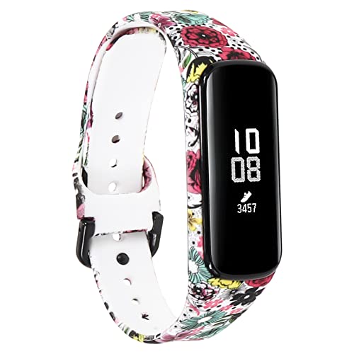 honecumi Armband Kompatibel mit Samsung Galaxy Fit 2 SM-R220 Blumen Ersatzarmband Damen Herren, Weiches Silikon Klassisches verstellbares Sport Wechselarmband Zubehör Stilvolles Armband von honecumi