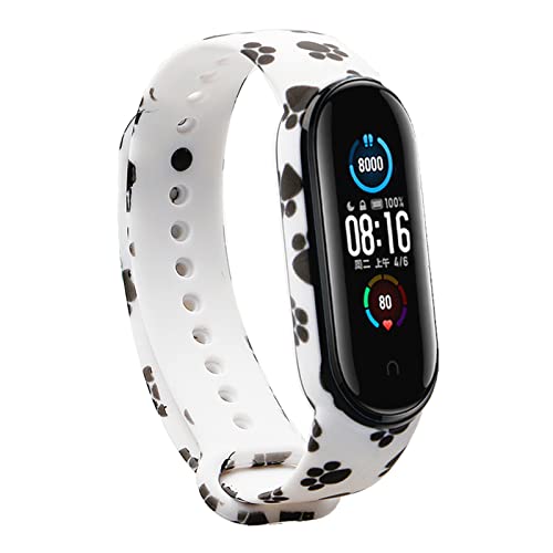 honecumi Armband Kompatibel mit Xiaomi Mi Band 5/6 Smart Watch Ersatz Armbänder Band für Damen Herren, Mi 3 Silikon Strap Buntes Klassisch Verstellbares Sport Uhrenarmband Zubehör,Welpen Pfoten von honecumi