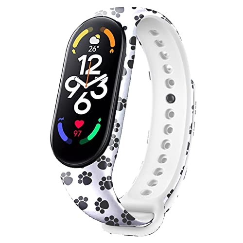 honecumi Armband Kompatibel mit Xiaomi Mi Band 7 Smart Watch Ersatz Armbänder für Damen Herren, Mi 7 Silikon Strap Buntes Klassisch Verstellbares Sport Uhrenarmband Zubehör (Welpen Pfoten) von honecumi