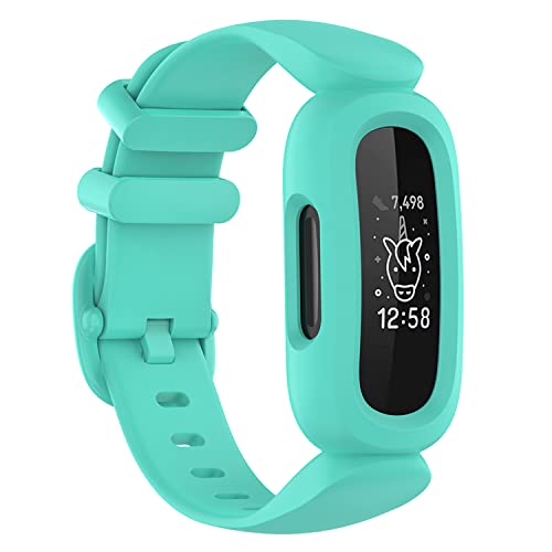 honecumi Ersatzarmband Kompatibel mit Fitbit Ace 3 Kinder Armband, Buntes Klassisch Verstellbares Sport Band Uhrenarmband für ACE 3 Armbands Wechselbänder - Cyan von honecumi