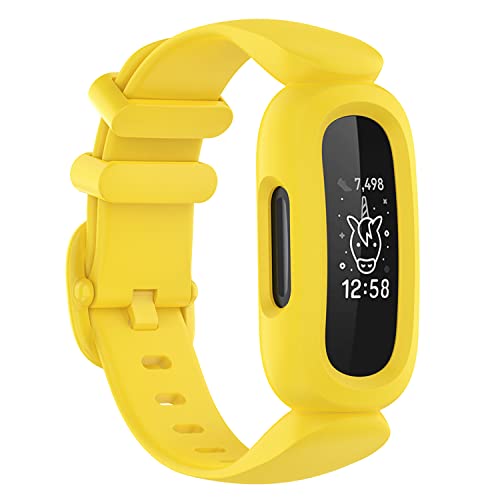 honecumi Ersatzarmband Kompatibel mit Fitbit Ace 3 Kinder Armband, Buntes Klassisch Verstellbares Sport Band Uhrenarmband für ACE 3 Armbands Wechselbänder - Gelb von honecumi