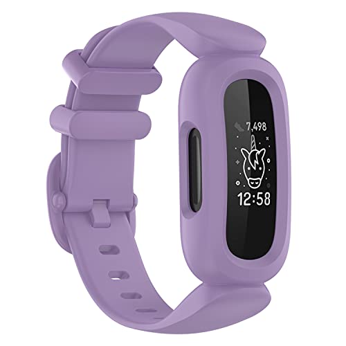 honecumi Ersatzarmband Kompatibel mit Fitbit Ace 3 Kinder Armband, Buntes Klassisch Verstellbares Sport Band Uhrenarmband für ACE 3 Armbands Wechselbänder - Helles Lila von honecumi