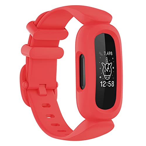 honecumi Ersatzarmband Kompatibel mit Fitbit Ace 3 Kinder Armband, Buntes Klassisch Verstellbares Sport Band Uhrenarmband für ACE 3 Armbands Wechselbänder - Rot von honecumi
