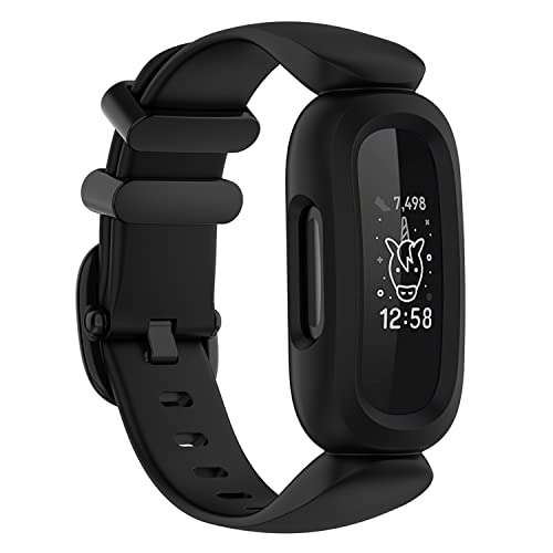 honecumi Ersatzarmband Kompatibel mit Fitbit Ace 3 Kinder Armband, Buntes Klassisch Verstellbares Sport Band Uhrenarmband für ACE 3 Armbands Wechselbänder - Schwarz von honecumi