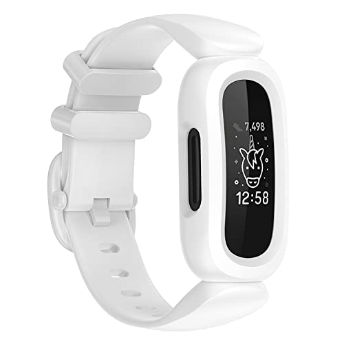 honecumi Ersatzarmband Kompatibel mit Fitbit Ace 3 Kinder Armband, Buntes Klassisch Verstellbares Sport Band Uhrenarmband für ACE 3 Armbands Wechselbänder - Weiß von honecumi