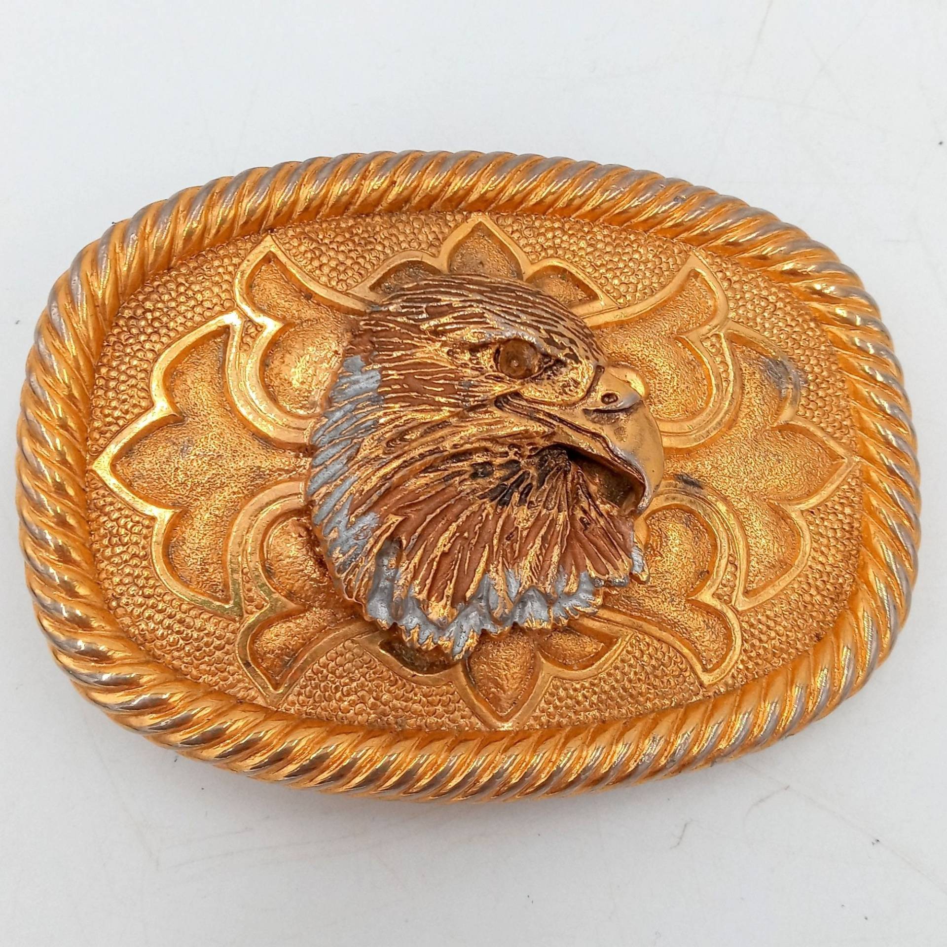 Distressed Eagle Head Gürtelschnalle Vintage Country Western Rockabilly Trucker von honeyblossomstudio