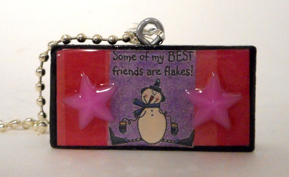 Schneemann-Collage-Domino-Kette-Weihnachten-Anhänger Zurückgefordert Mixed-Media-Volkskunst von honeyblossomstudio