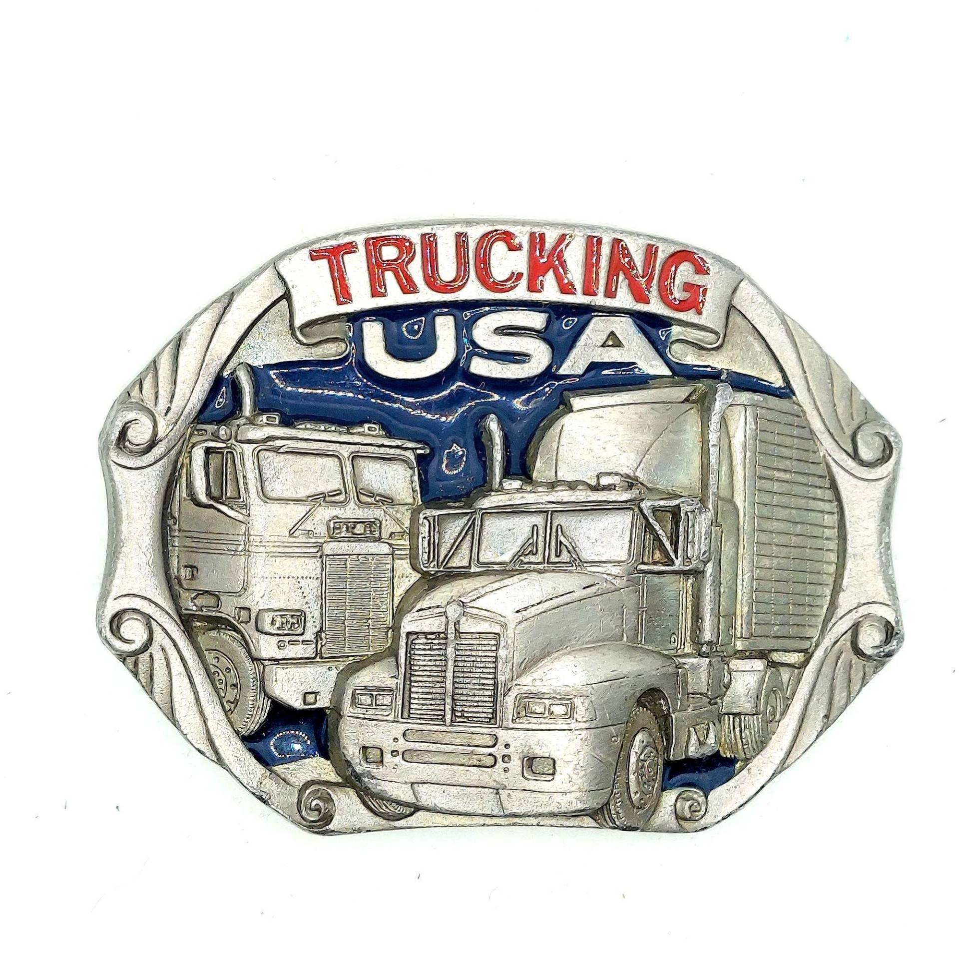 Trucking Usa Gürtelschnalle Vintage 1988 Trucker Asphalt Cowboy Sattelzug Anhänger 80Er Jahre von honeyblossomstudio