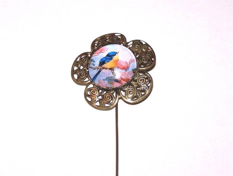 Bronze Vogel Und Blume Stickpin von honeylaura