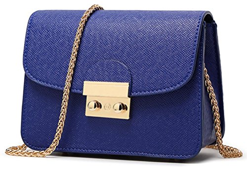 Honeymall Kleine Damentasche Umhängetasche Citytasche Schultertasche Handtasche Elegant Retro Vintage Tasche Kette Band(Blau) von Honeymall