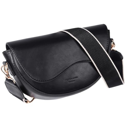 Umhängetasche für Damen, Lederhandtaschen für Damen mit verstellbarem, breitem Riemen, Schultertasche für Damen, Mädchen, Reisen, Einkaufen, Arbeit, Schwarz, Schwarz , 26cm Umhängetasche für Damen, Lederhandtaschen für Damen mit verstellbarem, breitem Riemen, Schultertasche für Damen, Mädchen, Reisen, Einkaufen, Arbeit, Schwarz, Schwarz , 26cm von hongking