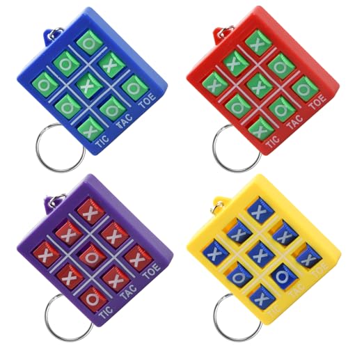 Tic Tac Toe Schlüsselanhänger im 4er Set, Mitbringsel für Jungen von 8–12 Jahren bei Geburtstagen und Kinderpartys von hongmo