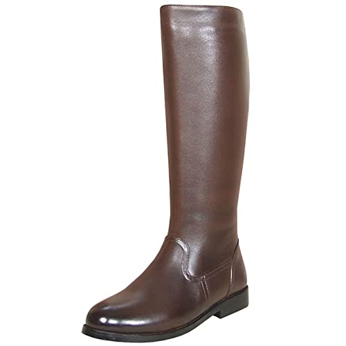 hongrenamz Herren-Reitstiefel, Leder, Outdoor, britischer Stil, kniehoch, breite Wade, Reitschuhe, Rittermode, lange Stiefel (Farbe: Braun, Größe: 40) von hongrenamz