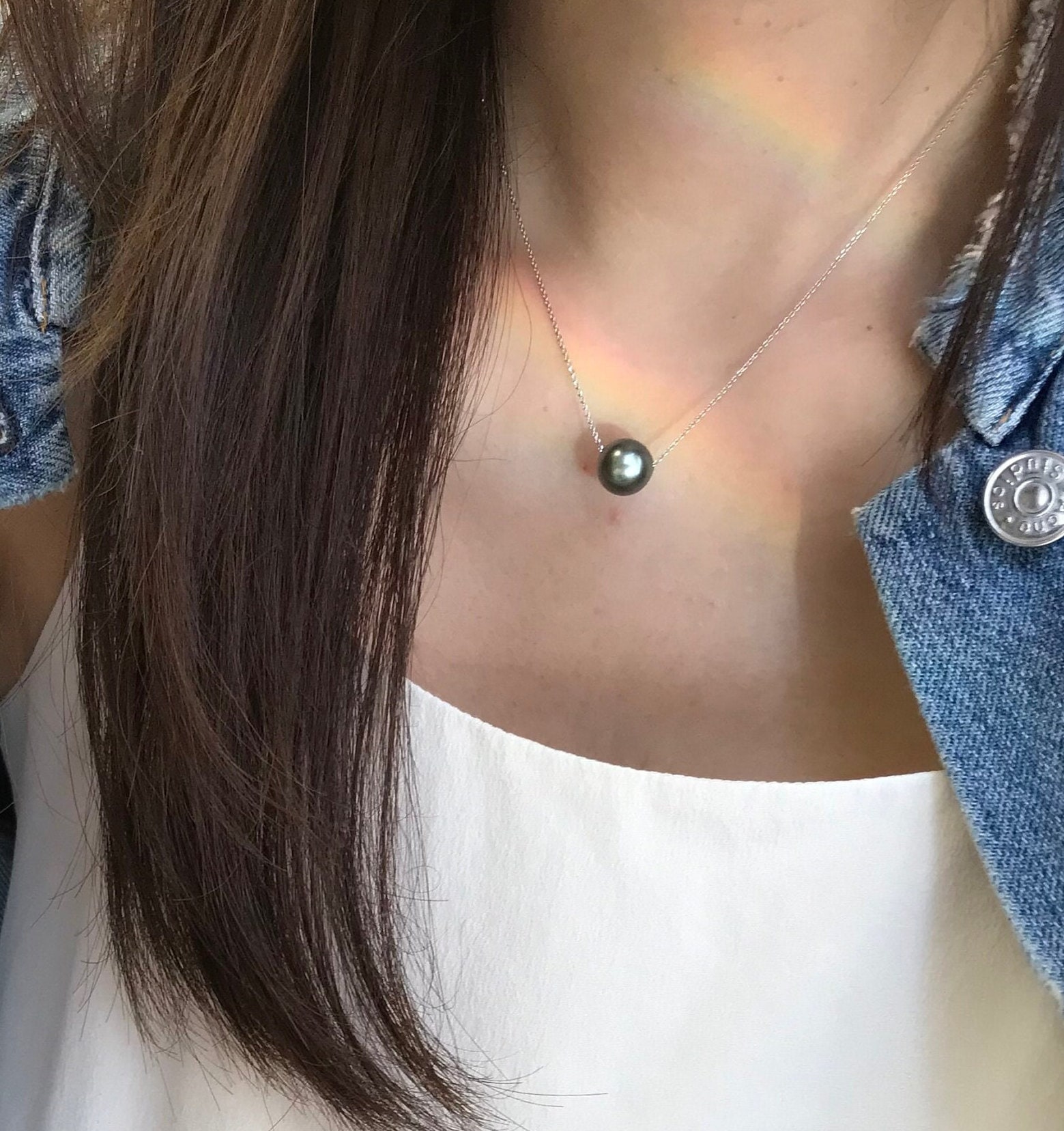 8 Mm Runde Schwarze Südseeperlenkette Mit 18K Weißgold 8 Mm Runde Schwarze Südseeperlenkette Mit 18K Weißgold von honngaijewelry