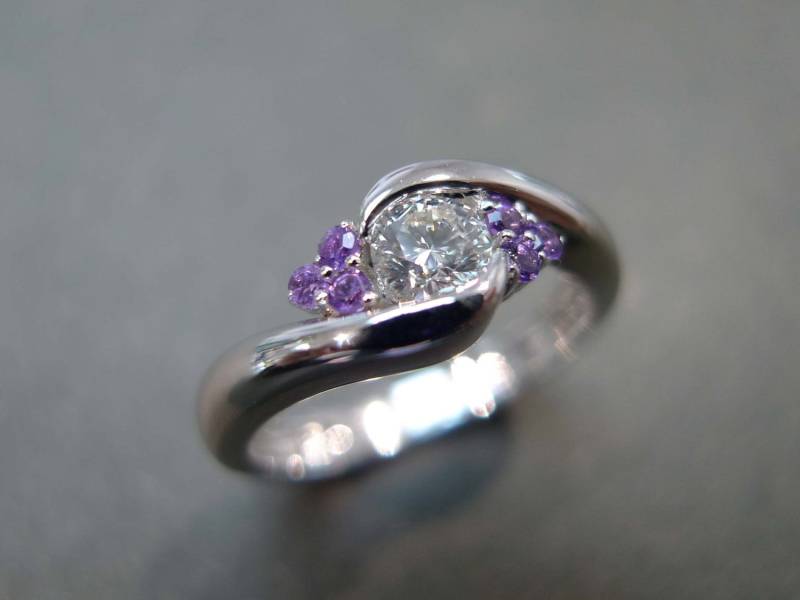 Amethyst Und Diamant Verlobungsring in 750 Weißgold, Spanngoldringe Für Frauen, Moissanite Lab Diamantring Einzigartiger Ehering von honngaijewelry