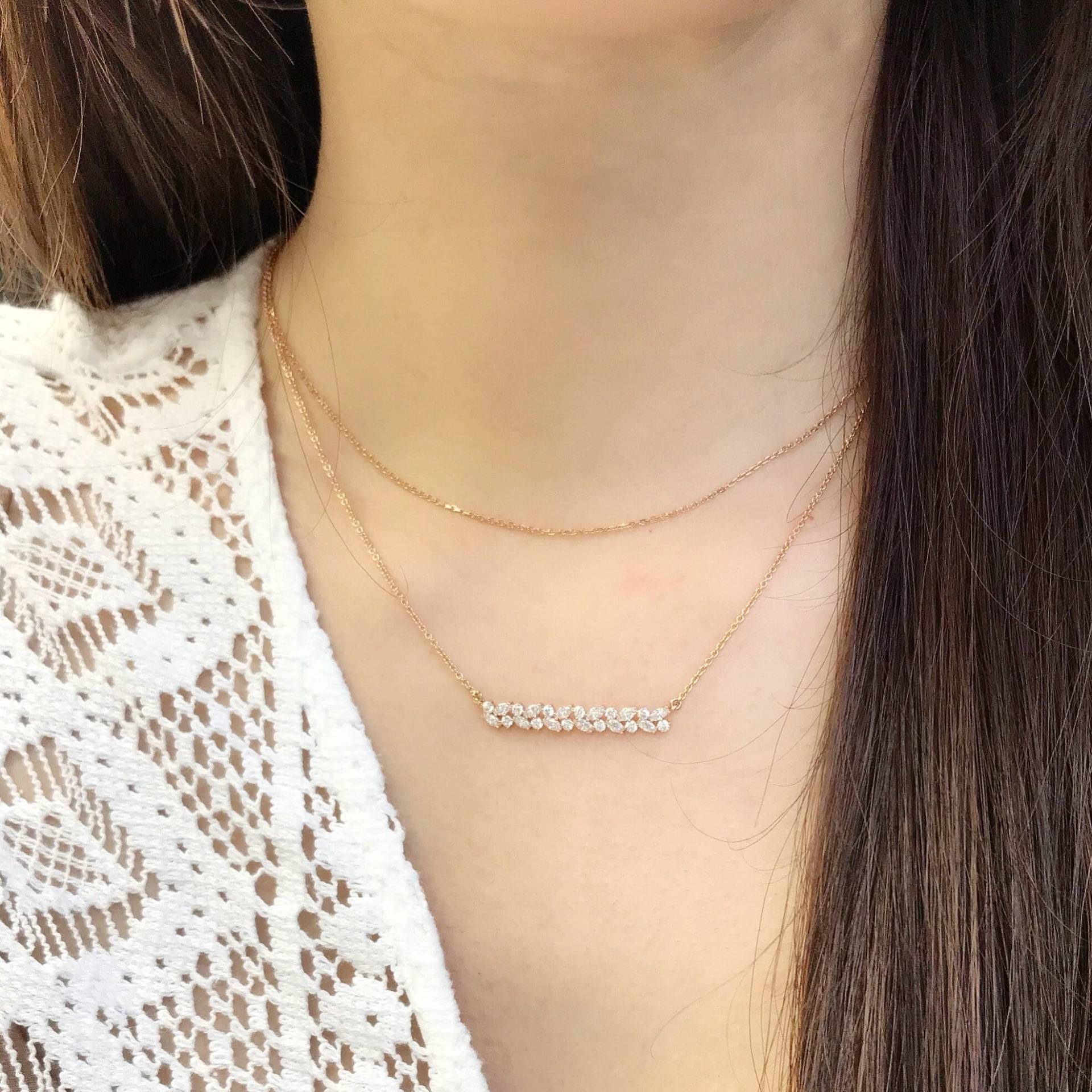 Marquise Diamant Anhänger Halskette in 18K Rosegold Marquise Diamant Anhänger Halskette in 18K Rosegold von honngaijewelry