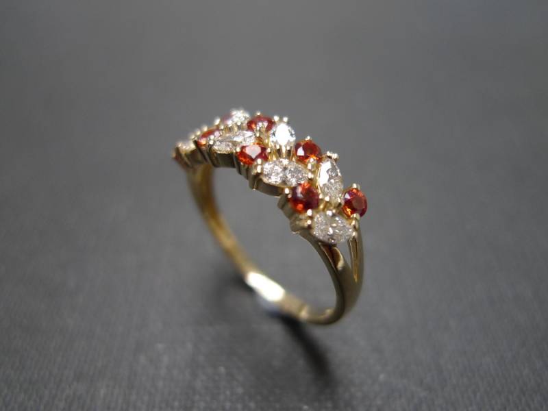 Marquise Diamant Und Citrin Ring 14K Gelbgold, Ring, Band, Verlobungsring von HnjewelryStore