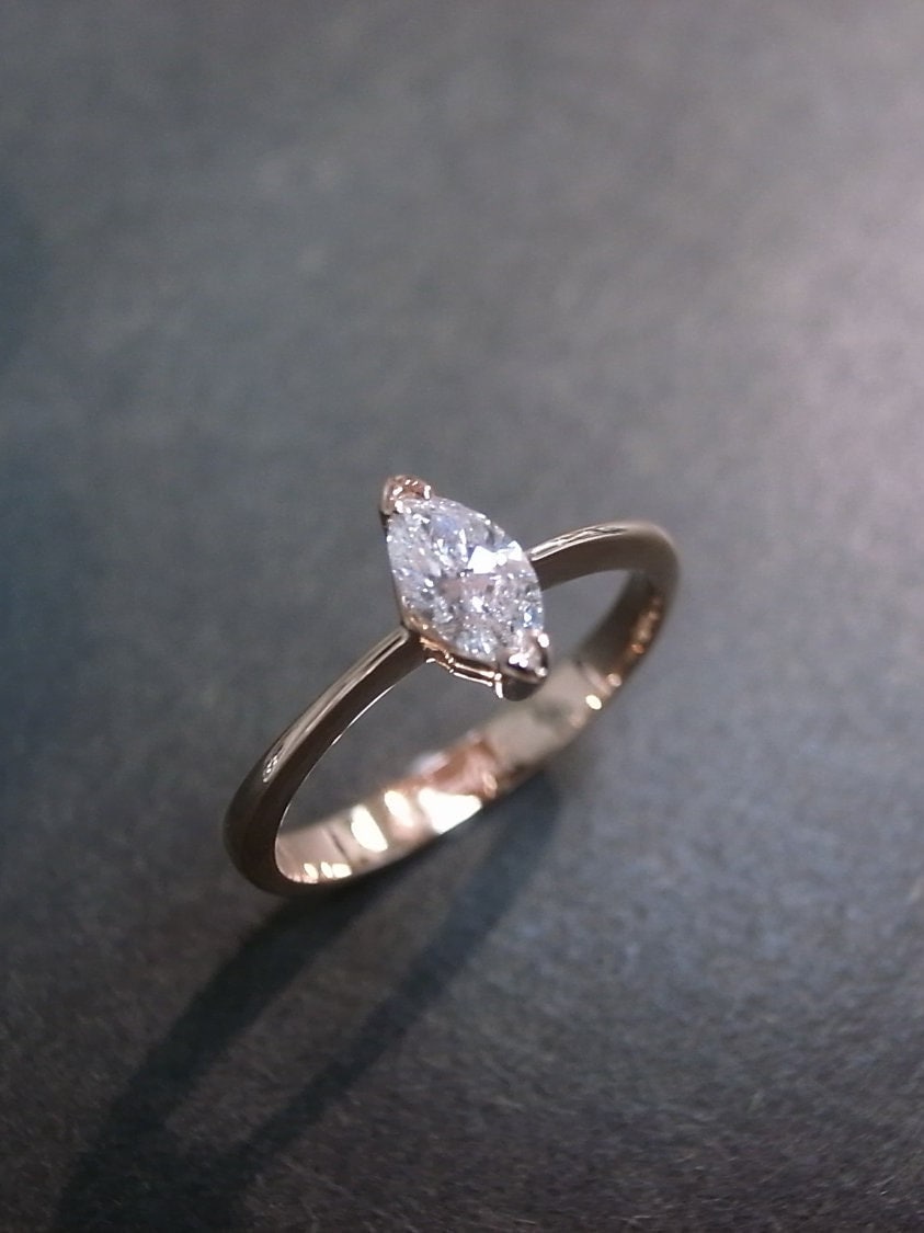 Marquise Ring, Diamant Verlobungsring, Solitär Cut Rose Gold Solitaire Ring Marquise Ring, Diamant Verlobungsring, Solitär Cut Rose Gold Solitaire Ring von honngaijewelry