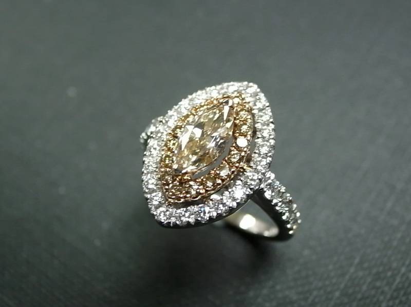 Marquise Verlobungsring, Ring, Diamant Brauner Ring in 585 Weißgold, Ringe von honngaijewelry