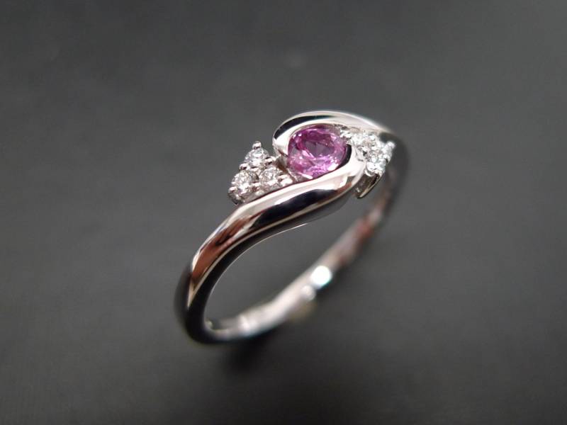 Rosa Saphir Ring, Einzigartige Verlobung Tension Kurve Weißgold Frauen Edelstein Birthstone Vorschlag Statement Brautgeschenk Valentine Schmuck von honngaijewelry