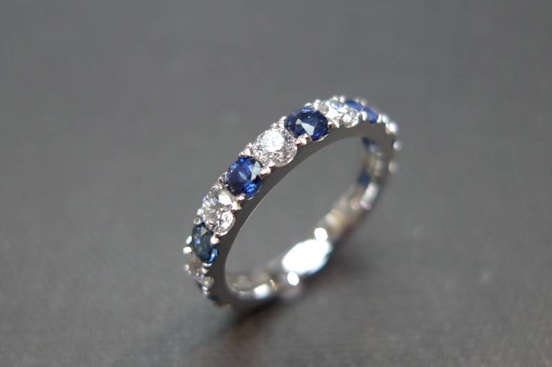 Saphir Ring, Diamant Ehering, Blauer Edelstein Schmuck, Geburtsstein Stapelringe, Mutter Geschenk von HnjewelryStore