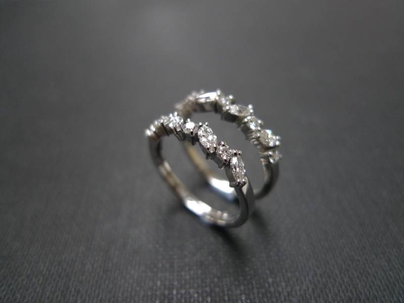 Set Mit 2 Marquise Diamant Eheringe Band 14K Weißgold von honngaijewelry