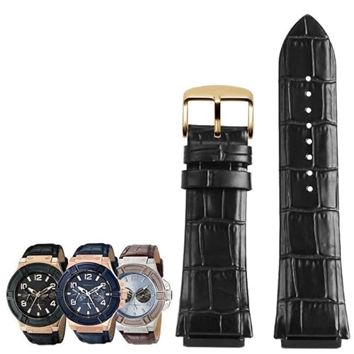 honyeuk Echtes Leder Uhrenarmband für GUESS W0040G3/W0040G5/W0247G3 Uhrenarmband(Blackg) von honyeuk