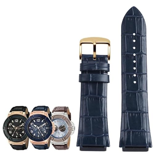 honyeuk Echtes Leder Uhrenarmband für GUESS W0040G3/W0040G5/W0247G3 Uhrenarmband(Blueg) von honyeuk
