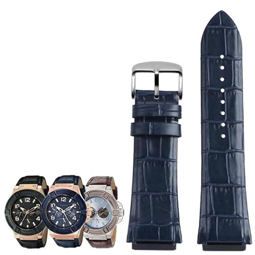 honyeuk Echtes Leder Uhrenarmband für GUESS W0040G3/W0040G5/W0247G3 Uhrenarmband(Blues) von honyeuk