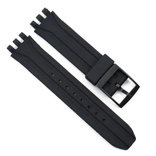 honyeuk Gummiband für Swatch SUIK400 SUIB400 Armband Silikon Herren Damen Sport Ersatzarmband Uhr 19mm(Black) von honyeuk